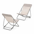 Sillas Plegables de Tela Beige con Estructura Metálica