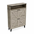 Zapatero de Madera Gris Claro con Patas de Metal 100x24x120 cm