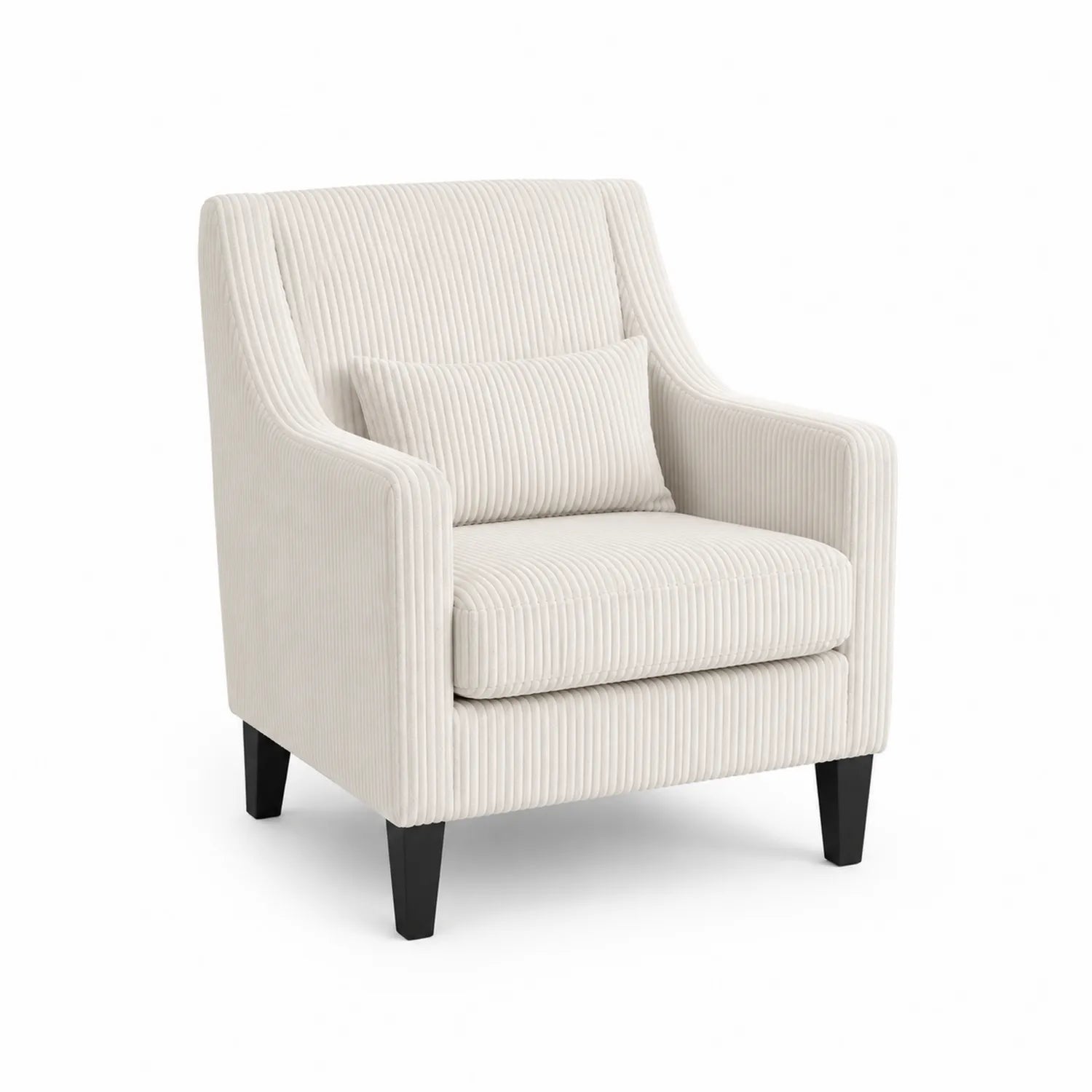 Sillón de Sala de Pana Beige con Patas de Madera