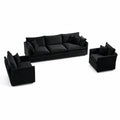 Conjunto de sofá y sillones de terciopelo Negro
