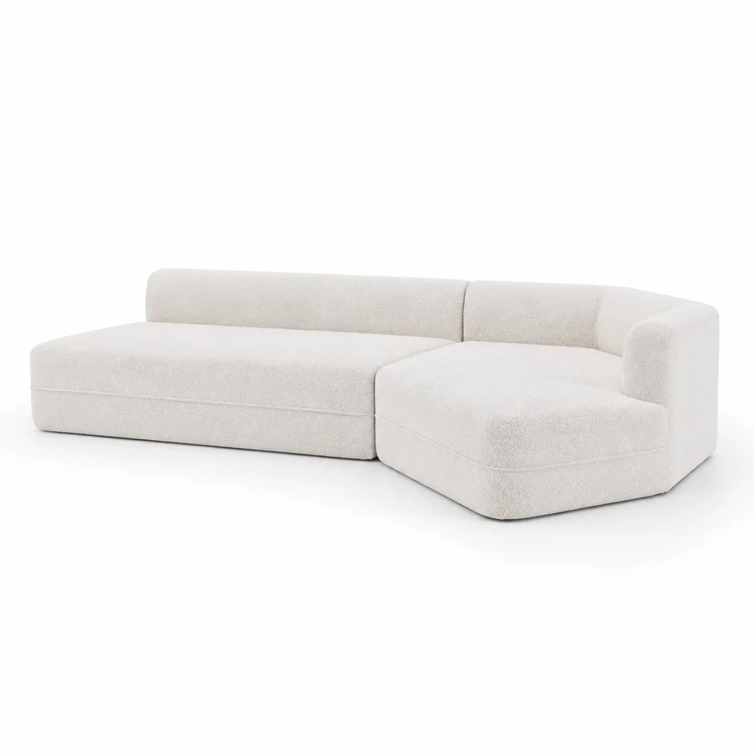 Sofá seccional de esquina 2 piezas tejido bouclé beige 300x150x70 cm