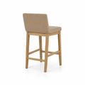 Taburete de Madera con Asiento de Poliuretano Beige