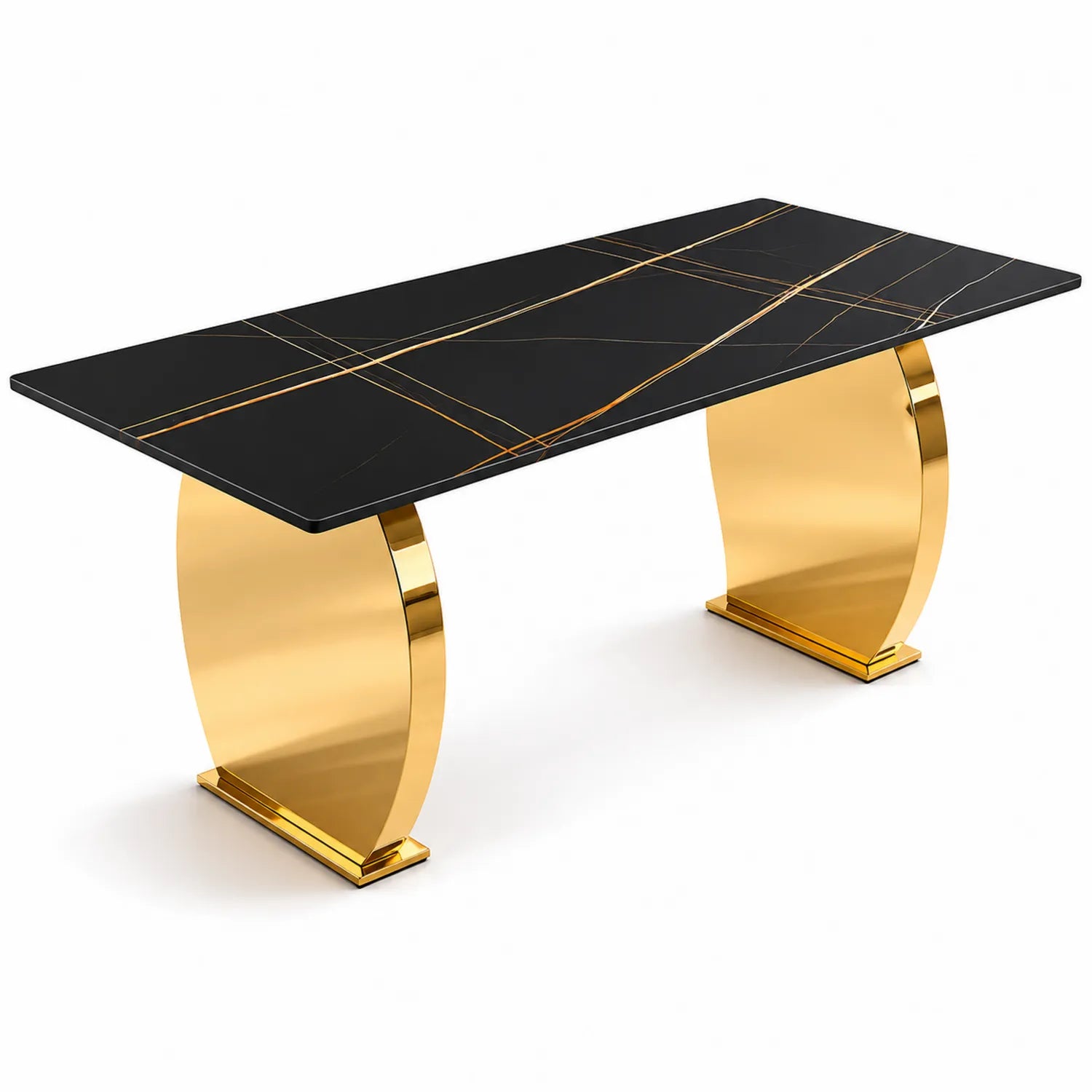 Tisch aus schwarzem Marmor mit goldenen Stahlbeinen 180x90x75 cm