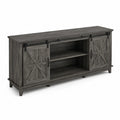 Mueble de TV de Madera MDF con Puertas Correderas 152cm Gris