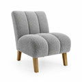 Silla de Tela de Bouclé Gris con Patas de Madera
