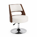 Silla giratoria con asiento de cuero sintético y base de acero cromado