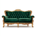 Sofa Velvet Upholstery 150x85x95 cm - Green and Gold - Classic Design
