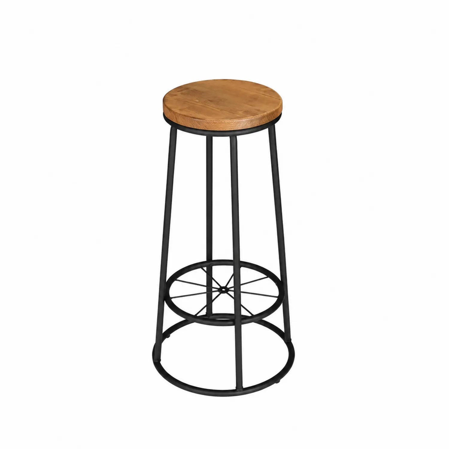 Taburete alto de metal y madera de roble 75 cm