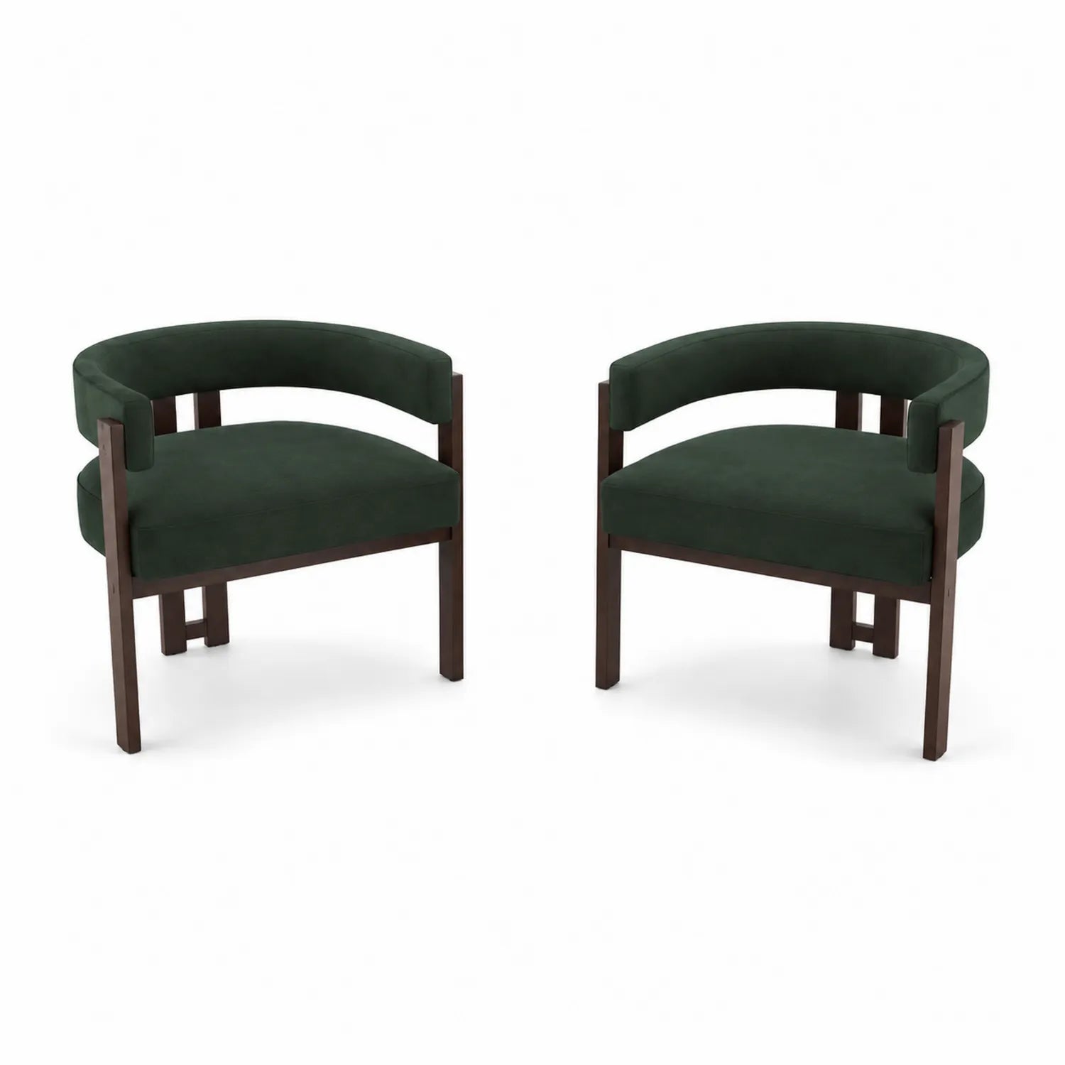 Juego de 2 Sillas de Madera con Tapizado en Poliéster Verde