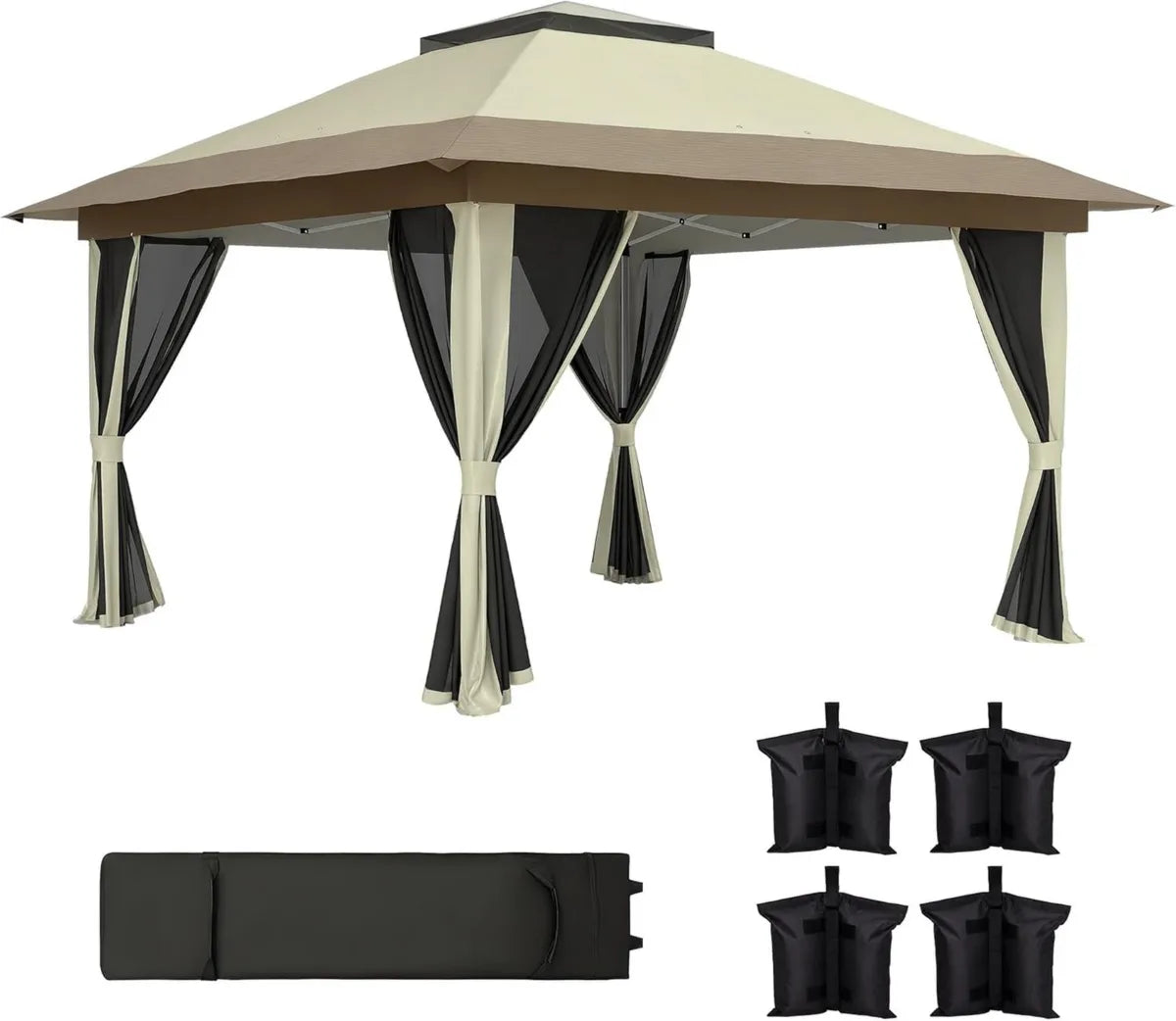 Outsunny Carpa Plegable 3,6x3,6 m con Paredes de Malla y Protección UV