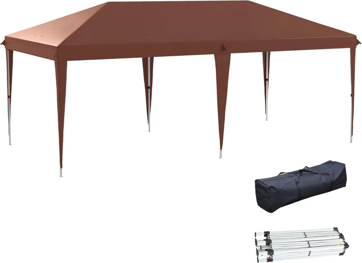 Outsunny Cenador Plegable 6x3 m, Gazebo Portátil con Altura Ajustable, Protección UV y Bolsa de Transporte