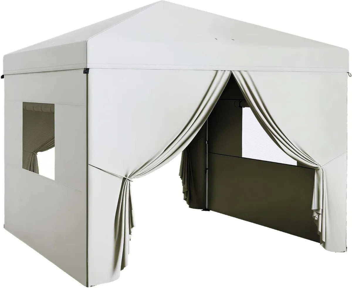 Carpa Plegable 3x3 m para Jardín con Paredes Laterales, Ventanas de Malla y Protección UV
