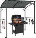 Pabellón para Barbacoa Outsunny, 215x150x220 cm, Techo Curvado Impermeable con Ganchos, Carpa de Jardín para Fiestas y Picnics, Gris Oscuro
