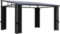 Pérgola de Jardín Antracita con Cortinas, Estructura de Aluminio y Acero, Techo Duro de PVC Resistente a UV, 405x294x244 cm