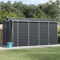 Caseta de Jardín de Acero Galvanizado Antracita 191x385x198 cm, Almacenamiento Exterior Homgoday