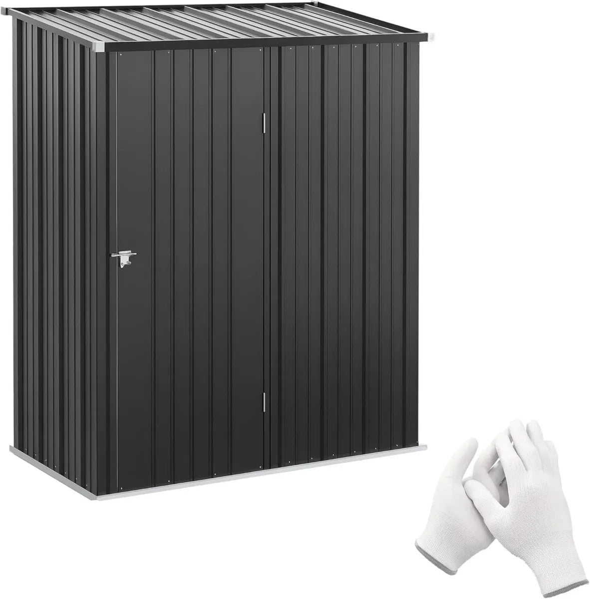 Caseta Metálica Exterior 1,34 m² con Puerta y Cerradura para Jardín y Terraza, Negro Carbón