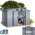 Cobertizo de Jardín XXL GARDEBRUK® con Puerta Corredera, 5m², Metal Gris, 260x205x180cm