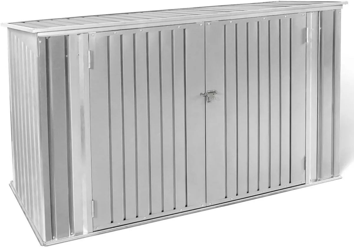 Caseta de Metal Gris Claro con Cerradura para Jardín