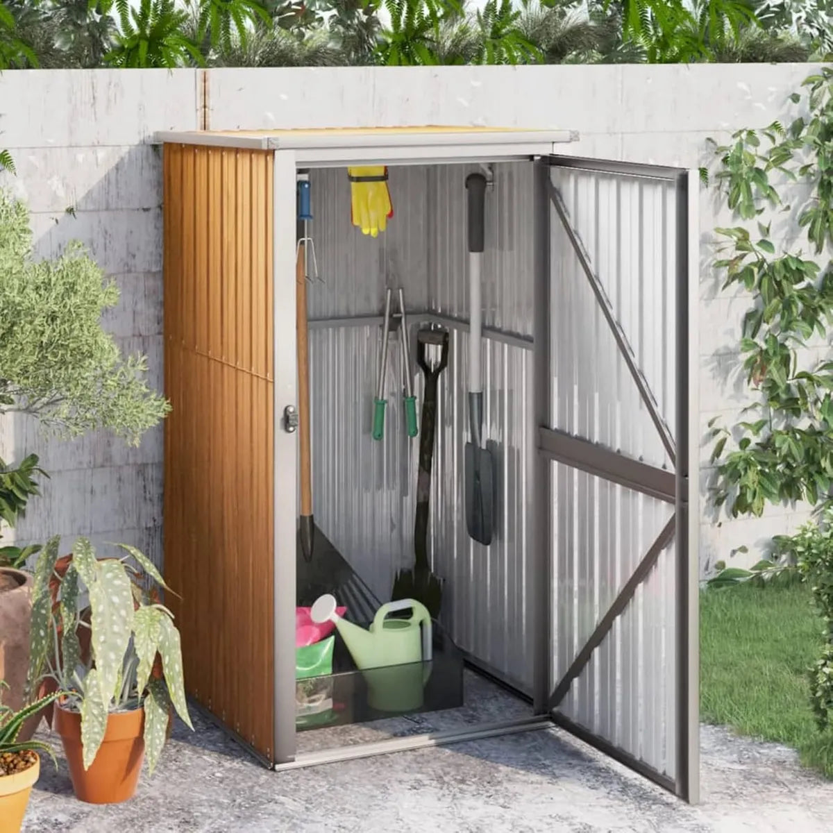 Caseta de Almacenaje de Acero Galvanizado para Jardín 88x89x161 cm