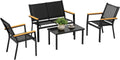 Conjunto de Muebles de Jardín Outsunny: Sofá, Sillones y Mesa con Cristal Templado