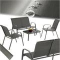 Conjunto de Muebles de Jardín para 4 Personas con Mesa de Vidrio y Sofá - Antracita
