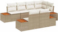 Conjunto Modular de Sofá de Jardín 7 Piezas Beige en Ratán Sintético, Muebles de Exterior Resistentes al Clima