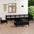 Conjunto de Jardín de 10 Piezas en Madera de Pino Negro