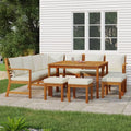 Conjunto de Muebles de Jardín Acacia con Cojines, Color Crema