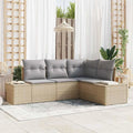 Conjunto de sofás de jardín de ratán sintético beige, modulares y resistentes al clima