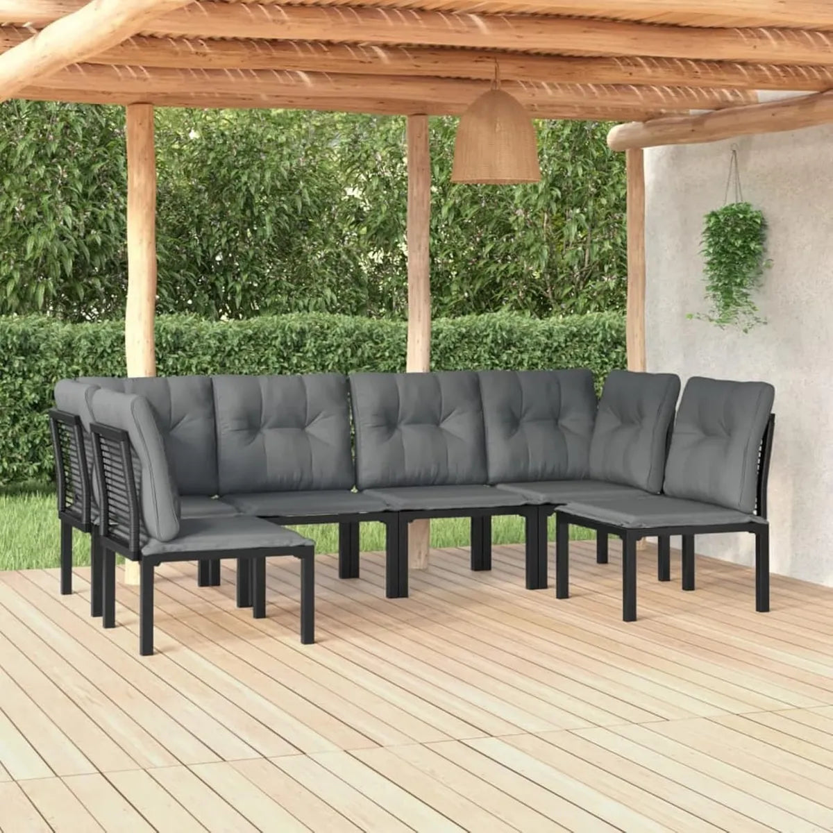 Conjunto de 6 muebles de jardín de aluminio en negro, para balcón y terraza