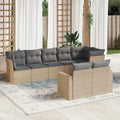 Conjunto de Sofás de Jardín 8 Piezas Ratán Sintético con Cojines, Resistente a UV para Terraza y Exterior