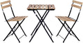 Conjunto de Mesa y Sillas Plegables para Jardín, Metal y Madera Retro