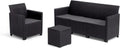 Conjunto de Jardín Keter Nora para 4 Personas con Cojines y Mesa Auxiliar de 35L, Configuración Flexible (2+2 o 3+1), Grafito