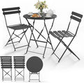 Set de Bistro Plegable de Metal VOUNOT, Resistente al Clima, 3 Piezas para Jardín y Balcón, Gris