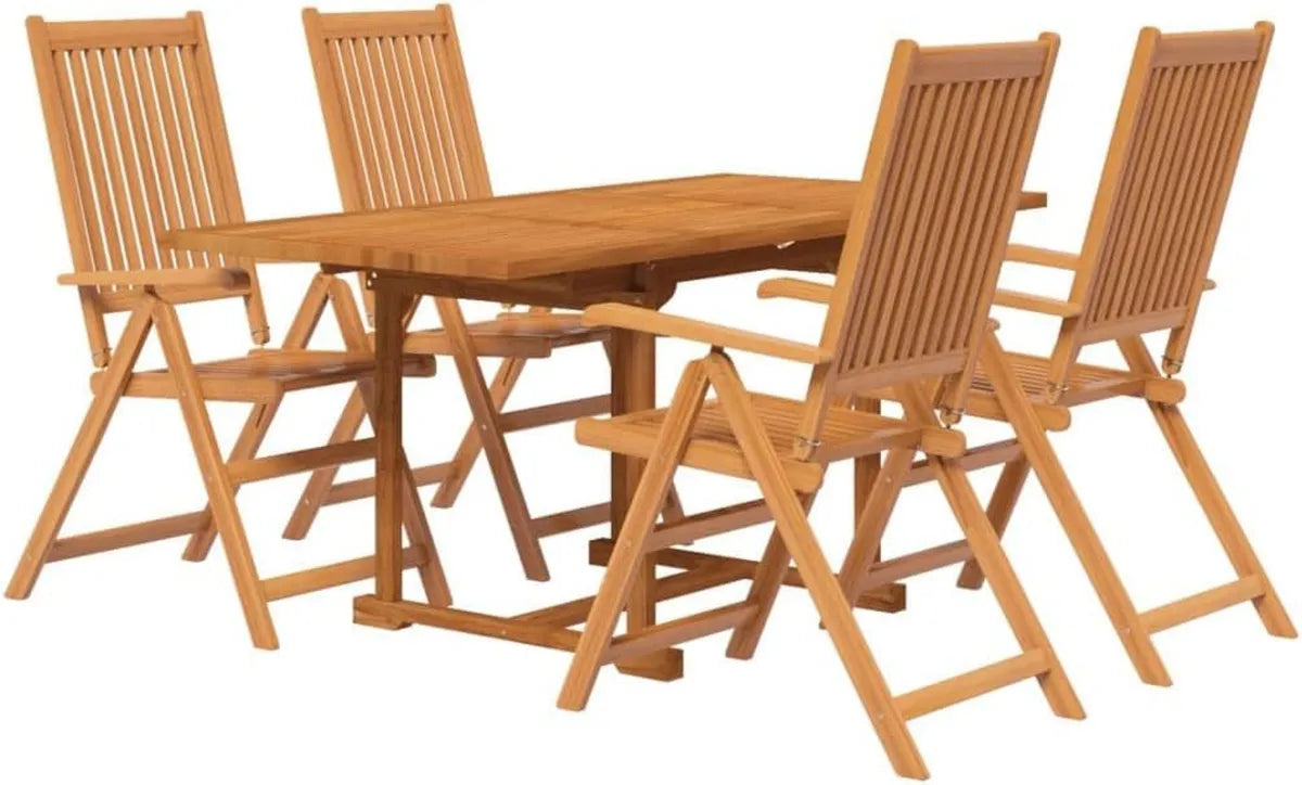 Conjunto de Comedor Exterior 5 Piezas Madera Acacia Terraza
