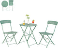 Conjunto de Bistró de Jardín: Mesa y 2 Sillas Plegables para Balcón y Terraza