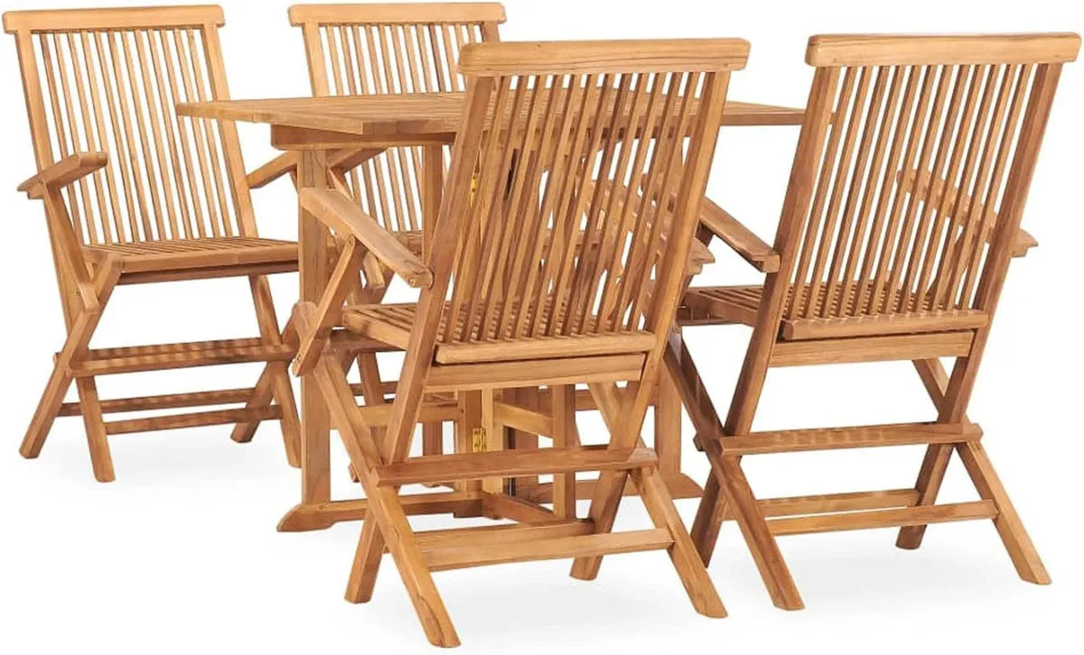 Conjunto de Comedor Plegable de Teca para Jardín y Terraza, 5 Piezas