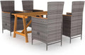 Conjunto de Comedor para Exterior de 5 Piezas en Gris