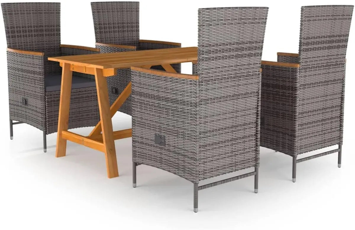 Conjunto de Comedor para Exterior de 5 Piezas en Gris