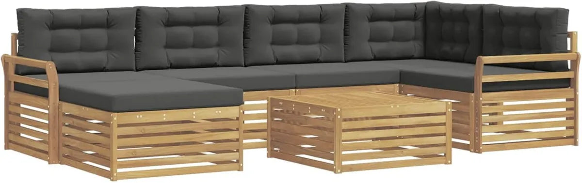 Set de Muebles de Jardín 7 Piezas, Blanco y Antracita, Sofá Exterior Moderno Resistente al Clima