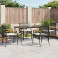 Conjunto de Muebles de Jardín 5 Piezas con Cojines, Ratán Sintético Negro
