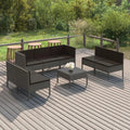 Conjunto de Muebles de Jardín 8 Piezas con Cojines, Ratán Sintético Gris