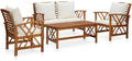 Conjunto de Jardín 4 Piezas de Madera de Acacia con Cojines