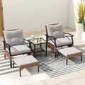 Conjunto de Muebles de Jardín de Ratán de 5 Piezas, Incluye Sillones y Mesa de Cristal, Ideal para Terraza o Patio