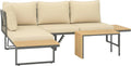 Outsunny Muebles de Jardín en L con Sofás Ajustables y Mesa de Acacia