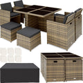 Set de Muebles de Jardín de Ratán y Aluminio Resistente para 8 Personas