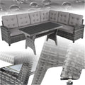 Set de Jardín Modular de Ratán con Cojines, Resistente al Clima, 2 Sofás + Esquinero + Mesa - Gris