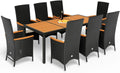 Conjunto de Muebles de Jardín Casaria: Mesa, 8 Sillas y Cojines, Reclinables, Poliratán y Madera de Acacia