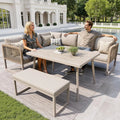 Conjunto de Jardín para 6-8 Personas con Cojines de Alta Calidad, Ratán Sintético Resistente al Clima, Beige