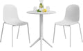 Juego de Muebles de Jardín Torin con Sillas Apilables y Mesa Redonda de 60 cm, Blanco
